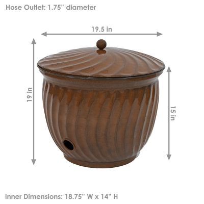 Image showing  Metal Garden Hose Holder Pot with Lid