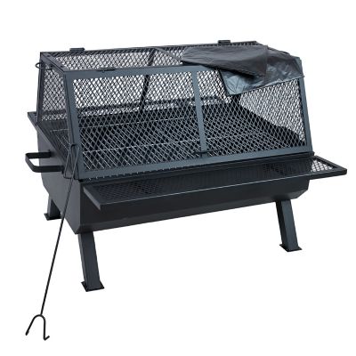 Sunnydaze Decor Outdoor Fire Pit with Grill and Spark Screen, 36 in. H