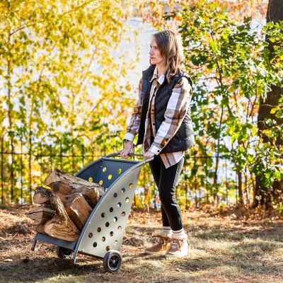 Image showing  Steel Firewood Log Cart With Wheels - 34 in. H
