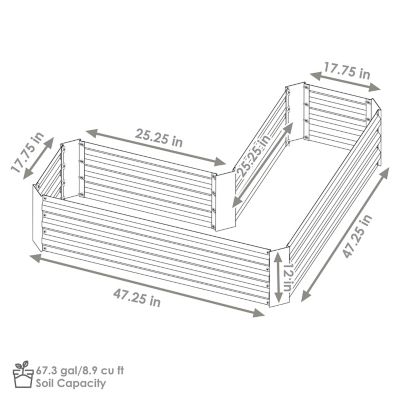Image showing  Galvanized Steel L-Shaped Raised Garden Bed