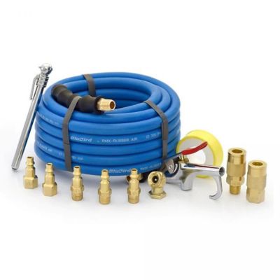 Image showing  Rubber Air Hose Assembly 3/8 in. x 25 ft. with 10 pc. Brass Accessory Kit