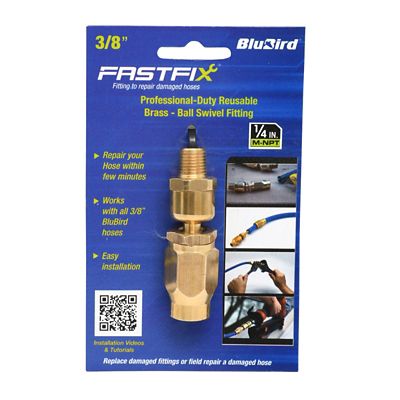 BluBird Fast Fix - 3/8 in. Air Hose Assembly Repair Fitting - with 1/4 in. MNPT Swivel