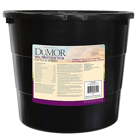 DuMOR 16% Protein Livestock Supplement Tub, 200 lb.