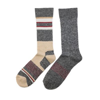 Image showing  Men's Midweight Thermal Wool Crew Socks, Striped, 2-Pair