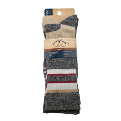 Image showing  Men's Midweight Thermal Wool Crew Socks, Striped, 2-Pair