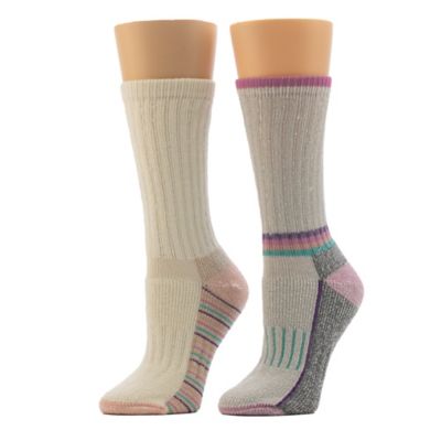 Image showing  Women's Midweight Thermal Wool Crew Socks, Striped, 2-Pair