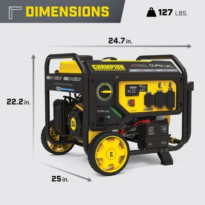 Image showing 6 th Champion Power Equipment 4550-Watt Electric Start Dual Fuel RV Ready Portable Generator with CO Shield