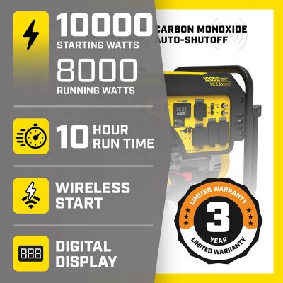 Image showing  10,000-Watt Wireless Remote Start Portable Generator with CO Shield