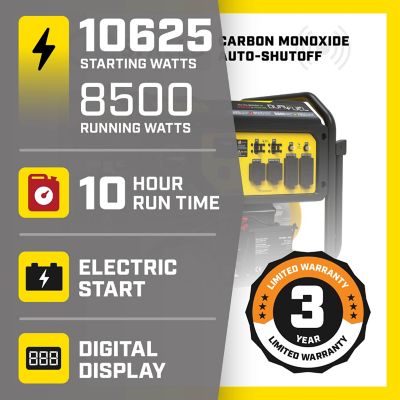 Image showing  10,625-Watt Electric Start Dual Fuel Home Backup Portable Generator with CO Shield