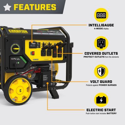Image showing  10,625-Watt Electric Start Dual Fuel Home Backup Portable Generator with CO Shield