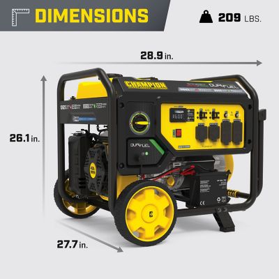 Image showing 6 th Champion Power Equipment 10,625-Watt Electric Start Dual Fuel Home Backup Portable Generator with CO Shield