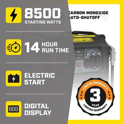 Image showing  8500-Watt Electric Start Home Backup Portable Inverter Generator with Quiet Technology and CO Shield