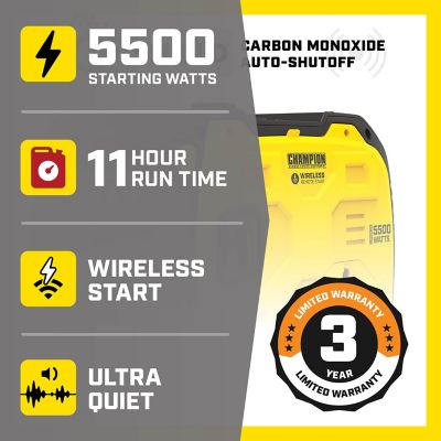 Image showing  5500Watt Wireless Remote Start RV Ready Portable Inverter Generator with Quiet Technology & CO Shield