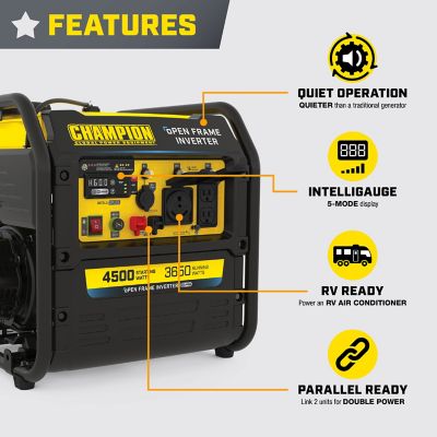 Image showing  4,500/3,650-Watt Gasoline Powered Portable Inverter Generator, Quiet Technology, CO Shield, RV-Ready