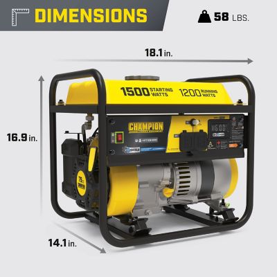 Image showing 6 th Champion Power Equipment 1500-Watt Portable Generator with CO Shield