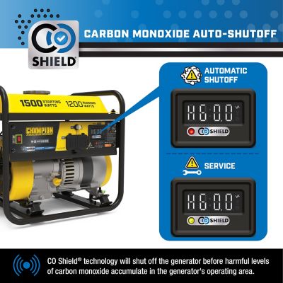 Image showing 7 th Champion Power Equipment 1500-Watt Portable Generator with CO Shield