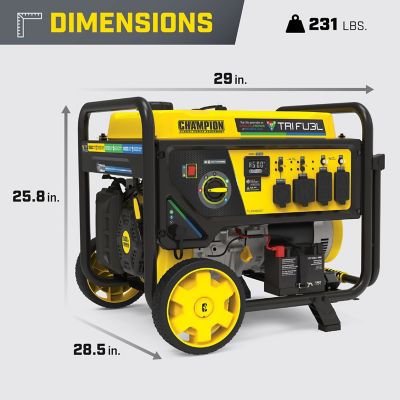 Image showing 6 th Champion Power Equipment 12,500-Watt Electric Start Tri Fuel Home Backup Portable Generator with CO Shield