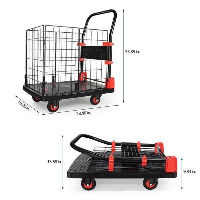 Image showing  4-Wheel Foldable Standard Duty Steel Platform Truck, Basket Cage, TWK162610