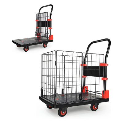 Image showing  4-Wheel Foldable Standard Duty Steel Platform Truck, Basket Cage, TWK162610