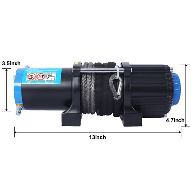 Image showing  4500 lb. 12V Waterproof Synthetic Rope Trailer Electric Winch with Remote