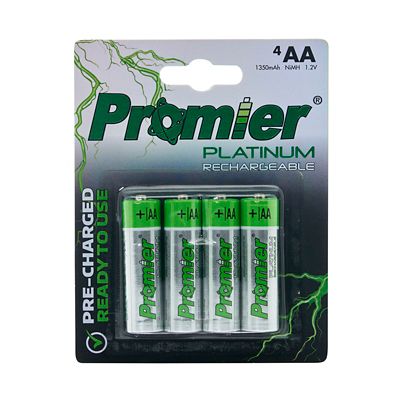 Promier Platinum AA Rechargeable Ni-Mh Battery, 4 Pack