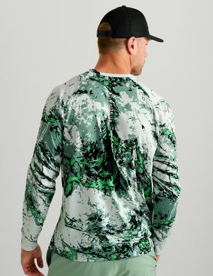 Image showing 1 th Huk Men's Pursuit Moshort Sleevey Oak Printed Long Sleeve Crew Shirt