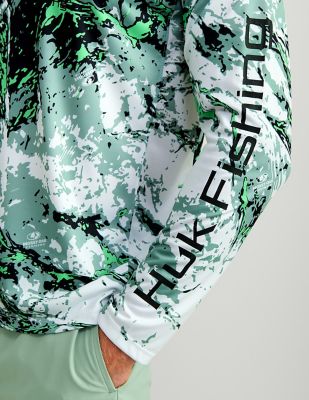 Image showing 2 th Huk Men's Pursuit Moshort Sleevey Oak Printed Long Sleeve Crew Shirt