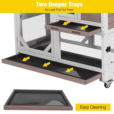 Image showing  AIR7013 Premium 2-Story Wooden Rabbit Hutch with Casters, Pull-Out Tray