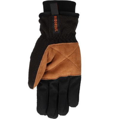 Image showing 1 th Ridgecut Men's Water-Resistant Fleece Winter Gloves with Leather Palms, 1 Pair