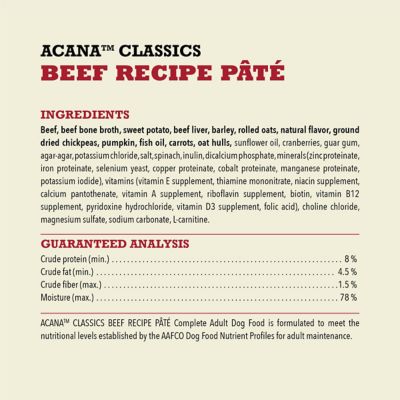 Image showing 7 th ACANA Classics Adult Beef Recipe Pate Wet Dog Food, 12.5 oz.