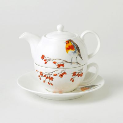 Image showing  TEA FOR ONE - ROBIN Bone China Ceramic Made in England