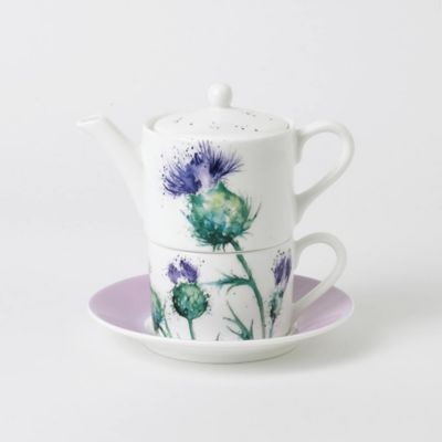 Roy Kirkham THISTLE Tea for One Set Bone China Ceramic Made in England