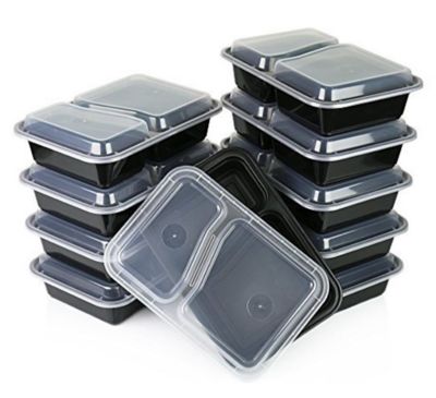 Image showing  Premium Meal Prep Food Containers with Lid 2 Compartment, 10 pk.
