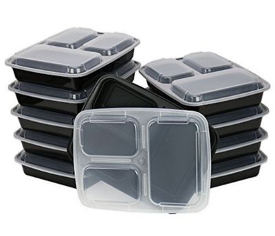 Image showing  Premium Meal Prep Food Containers with Lid 3 Compartment, 10 pk.