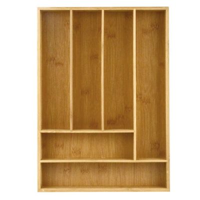 Image showing  Organic Bamboo 6-Slot Organizer, Utensils Utility Storage