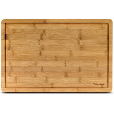 Image showing  Premium Bamboo Large Cutting Board and Serving Tray Drip Groove