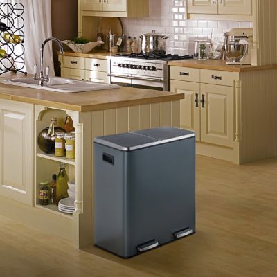 Image showing  60L Dual Compartment Trash Can - Matt Grey