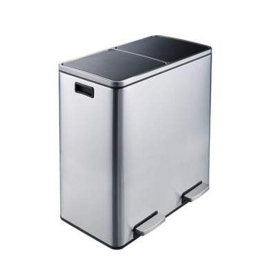 Heim Concept Stainless Steel 60L Stainless Steel Dual Compartment Trash Can - Matt Silver