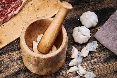 Image showing  Bamboo Mortar and Pestle DIA 11.8, 18CM