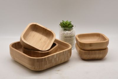 Image showing  Rectangular BAMBOO dessert BOWLS 5PCS/SET