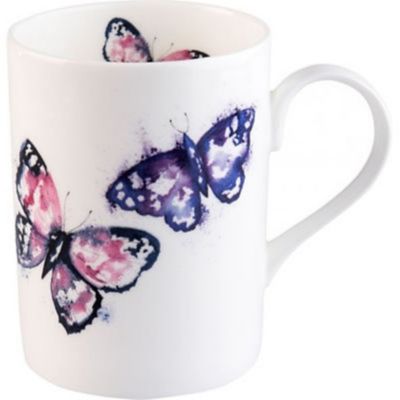 Image showing  Lucy Mugs - Harmony Butterfly Set of 2: Group of Butterflies design Bone China Ceramic Made in England