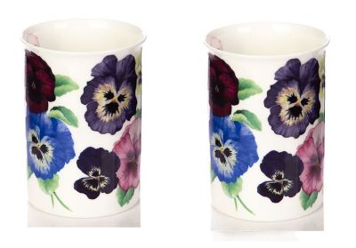Roy Kirkham Lancaster Mug - Pansy, Set of 2; Color: Red and Brown Bone China Ceramic Made in England