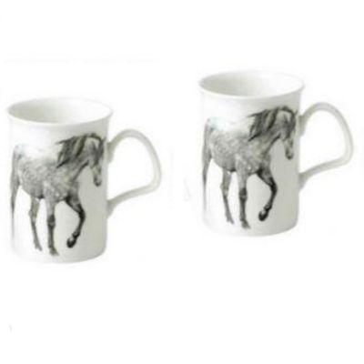 Roy Kirkham Lancaster Mug - My Horse Set of 2, Black Hair Horse Bone China Ceramic Made in England