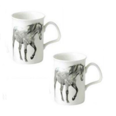 Roy Kirkham Lancaster Mug - My Horse Set of 2, Grey Hair Horse Bone China Ceramic Made in England