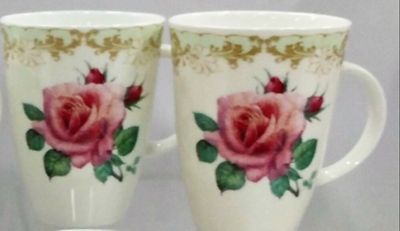 Roy Kirkham Louise Mug - Vintage Roses Set of 2, Green Color Bone China Ceramic Made in England