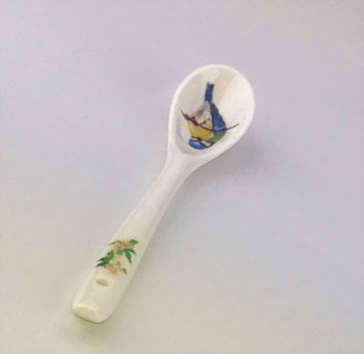 Image showing  Set of 6 Teaspoons - Garden Birds Bone China Ceramic Made in England