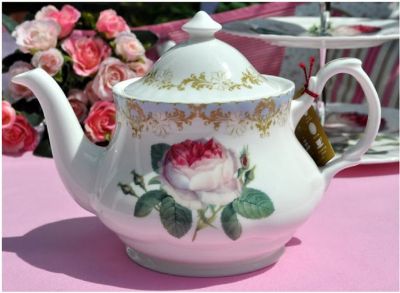 Image showing  Teapot - Vintage Rose Bone China Ceramic Made in England