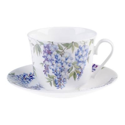 Roy Kirkham Breakfast Cup/Saucer - WISTERIA Set of 2 Bone China Ceramic Made in England