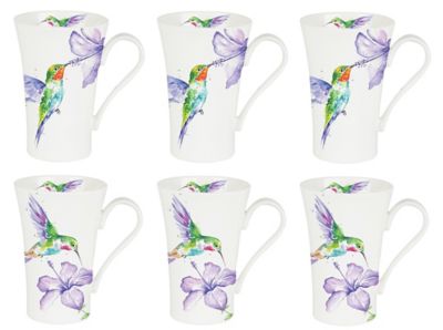 Roy Kirkham LATTE MUG 600ML-HUMMBIRDS - Set of 6, Bone China Ceramic Made in England