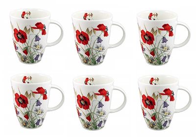 Roy Kirkham Louise Mug - Eng Meadow Set of 6 Bone China Ceramic Made in England